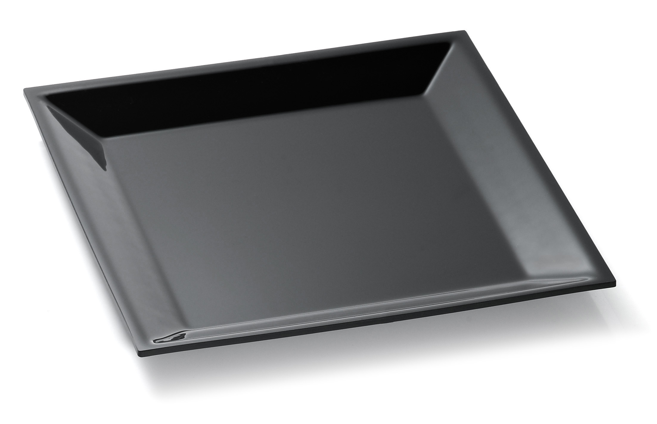 Auslageplatte ABS schwarz, Abm.: 20 x 20 x 2 cm, mit Schrägrand