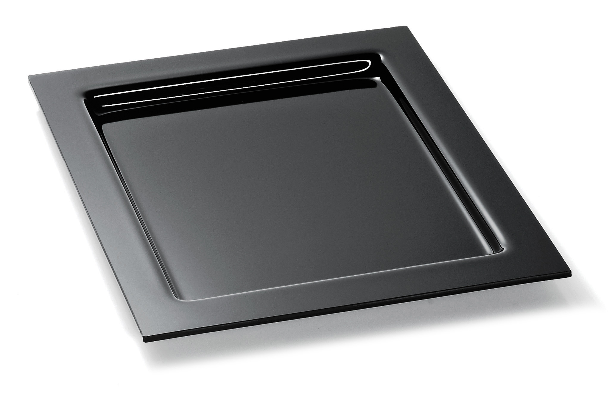 Auslageplatte Breitrand ABS schwarz, Abm. 28 x 28 x 1,5 cm, mit Breitrand