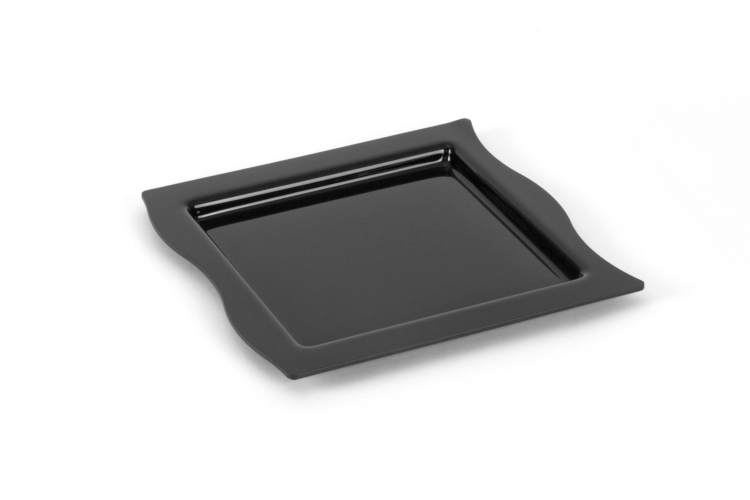 Auslageplatte Breitrand mit Welle, ABS schwarz, Abm.: 26,8x19,8x1,5 cm