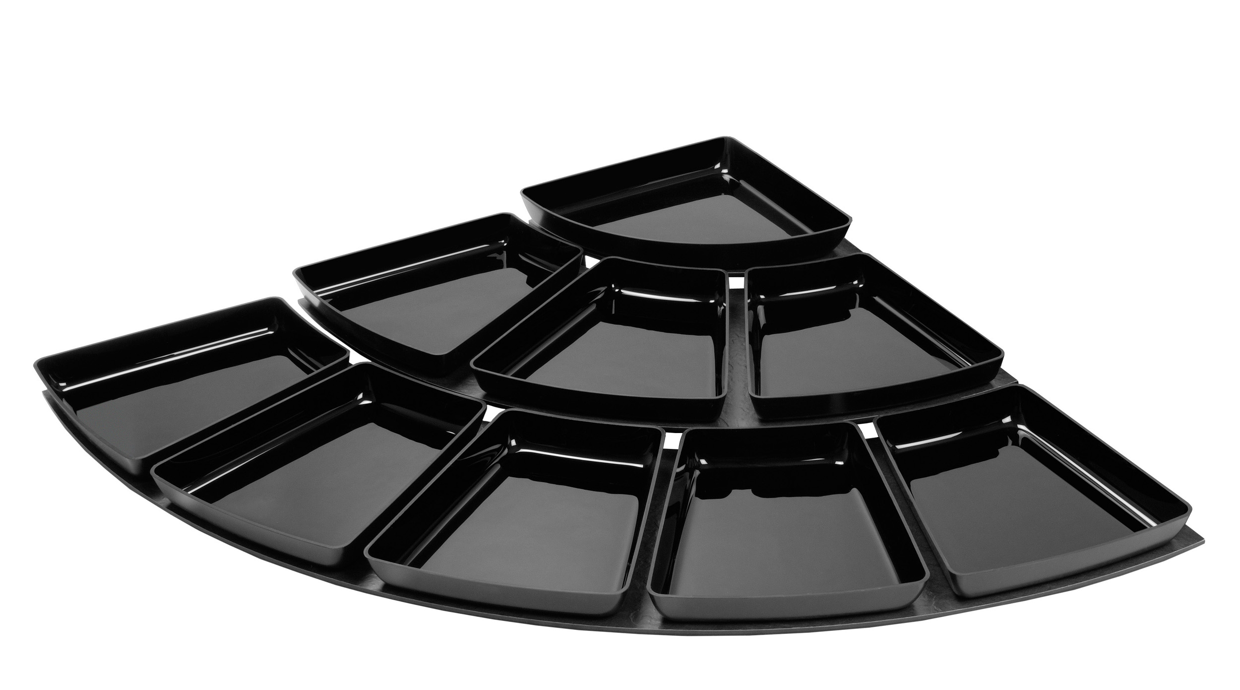 Bogen-Schalenset 1/4 Kreis T84, 9-teilig, ABS-Kunststoff schwarz, ca. 82x82x4 cm