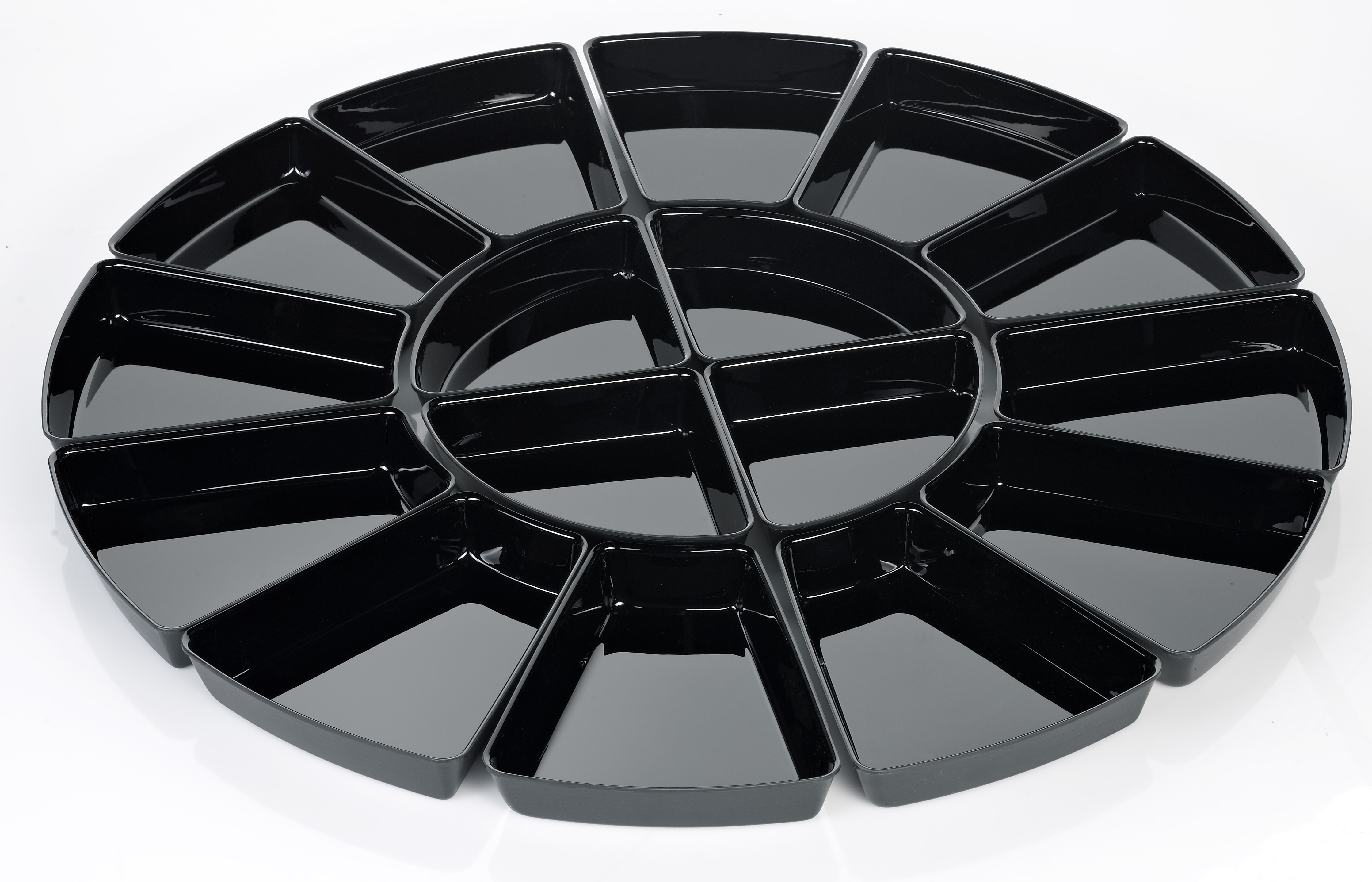 Schalen-Set Rondell ABS-schwarz, ca. Ø 95 cm, Set 16-teilig (ohne Drehplatte) =