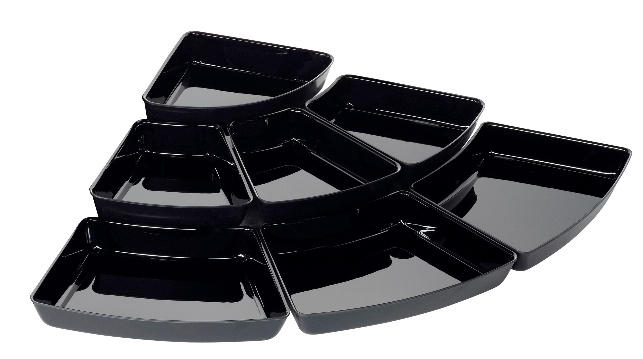 Bogen-Schalenset 1/4 Kreis T84, 7-teilig, ABS-Kunststoff schwarz, ca. 82x82x4 cm