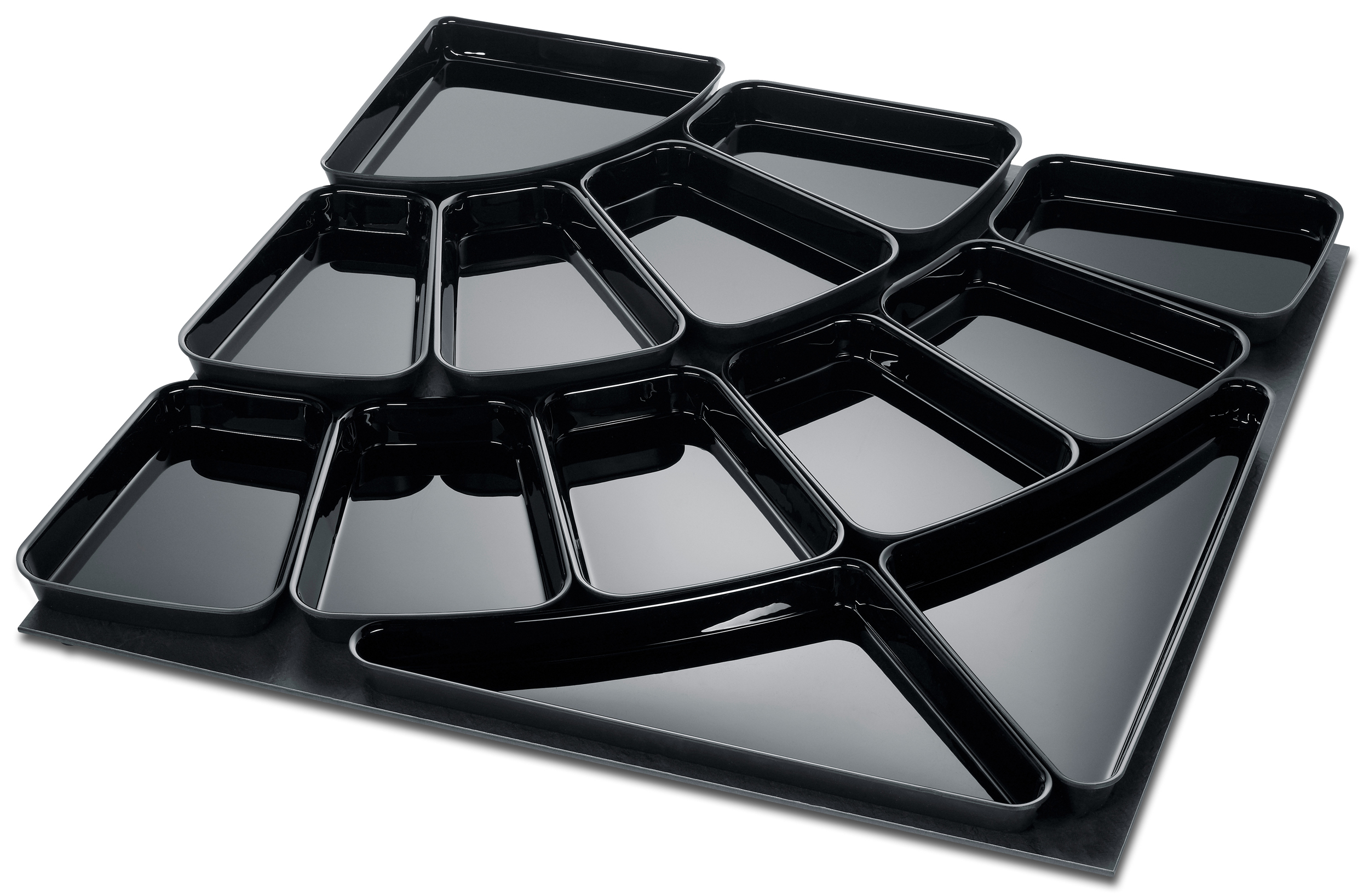 Bogen-Schalen-Set "1/4 Block" T90, aus ABS-Kunststoff schwarz, ca. 87 x 87 cm mit Rand Bogen-Schalen-Set "1/4 Block" T90, aus ABS-Kunststoff schwarz, ca. 87 x 87 cm mit Rand