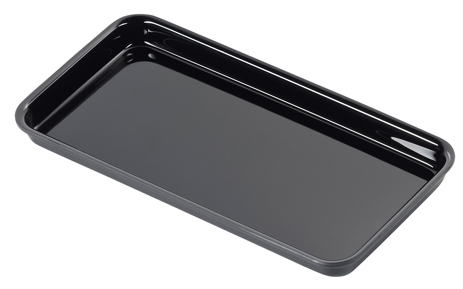 Auslageplatte ABS-schwarz, Abm.: ca. 29 x 14,5 x 2 cm, mit Rand