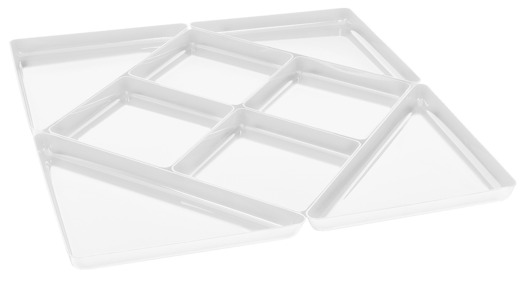 Schalen-Set "Quadro" 8-teilig 84x84 cm, aus ABS-Kunststoff weiß, Set ca. 84x84x4 cm, ohne Rand Schalen-Set "Quadro" 8-teilig 84x84 cm, aus ABS-Kunststoff weiß, Set ca. 84x84x4 cm, ohne Rand