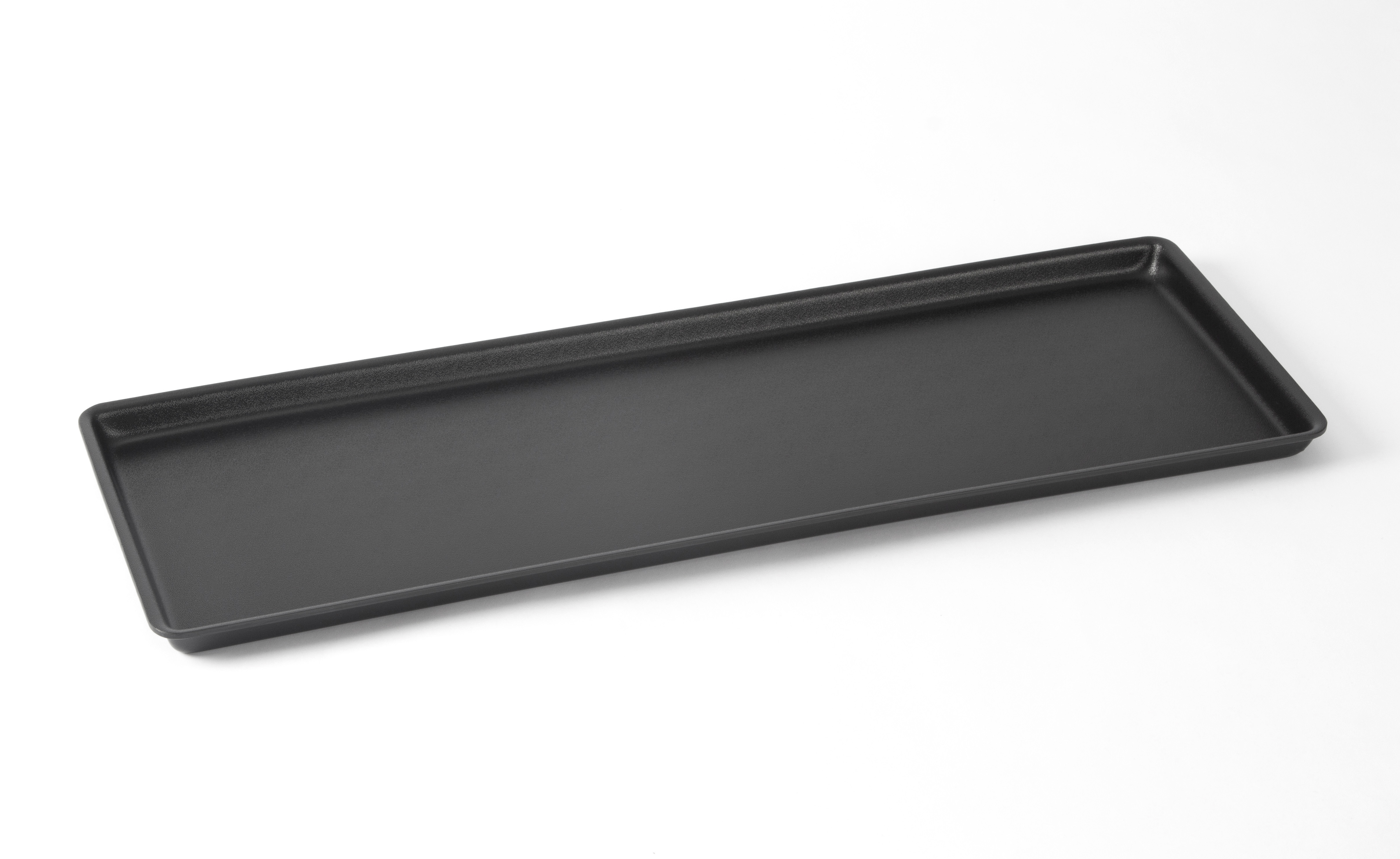 Auslageplatte schwarz strukturiert, Abm.: ca. 58 x 19,5 x 2 cm, mit Rand
