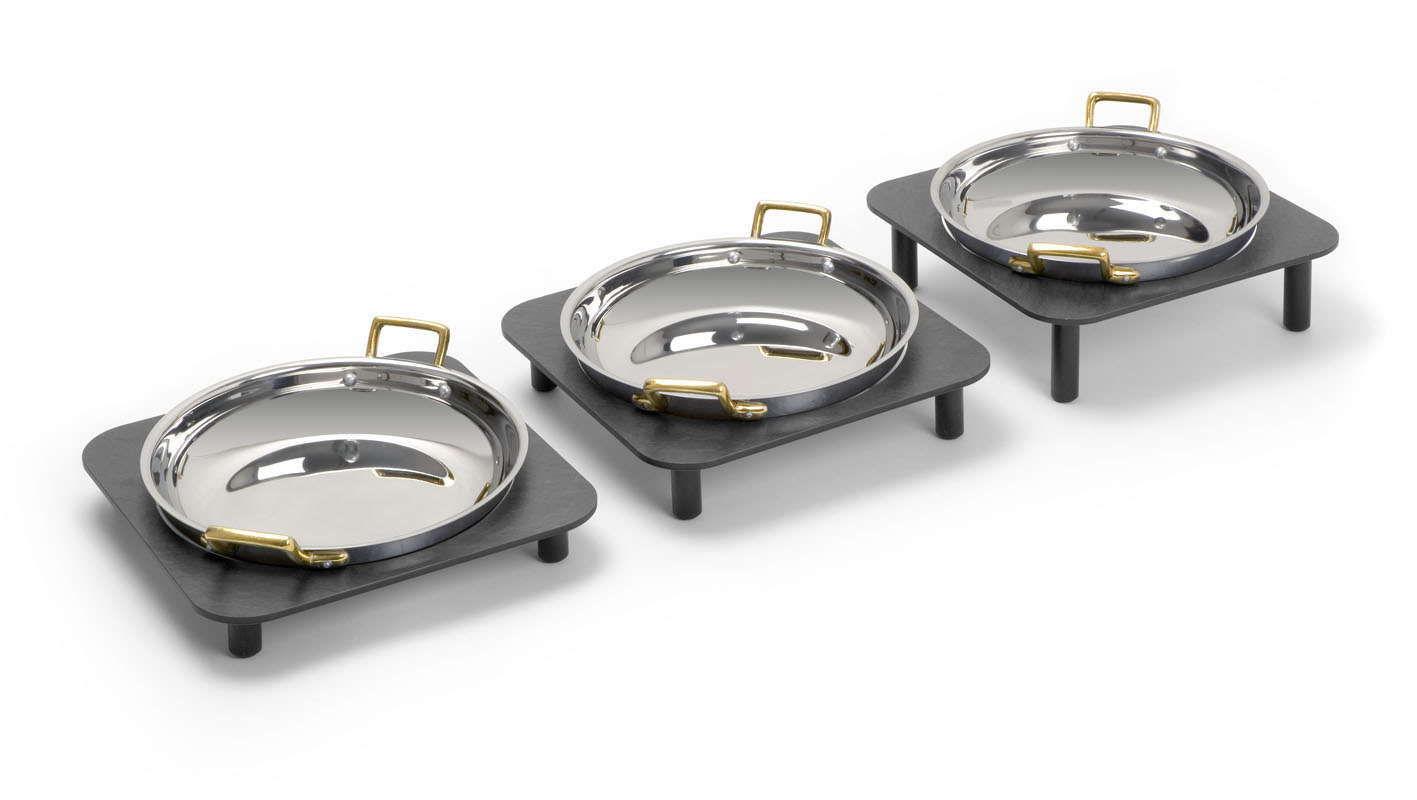 Stufen-Set mit Servierpfannen 6-teilig, 3 Stufen 280x280x6 mm (45-65-85), Ecken R10