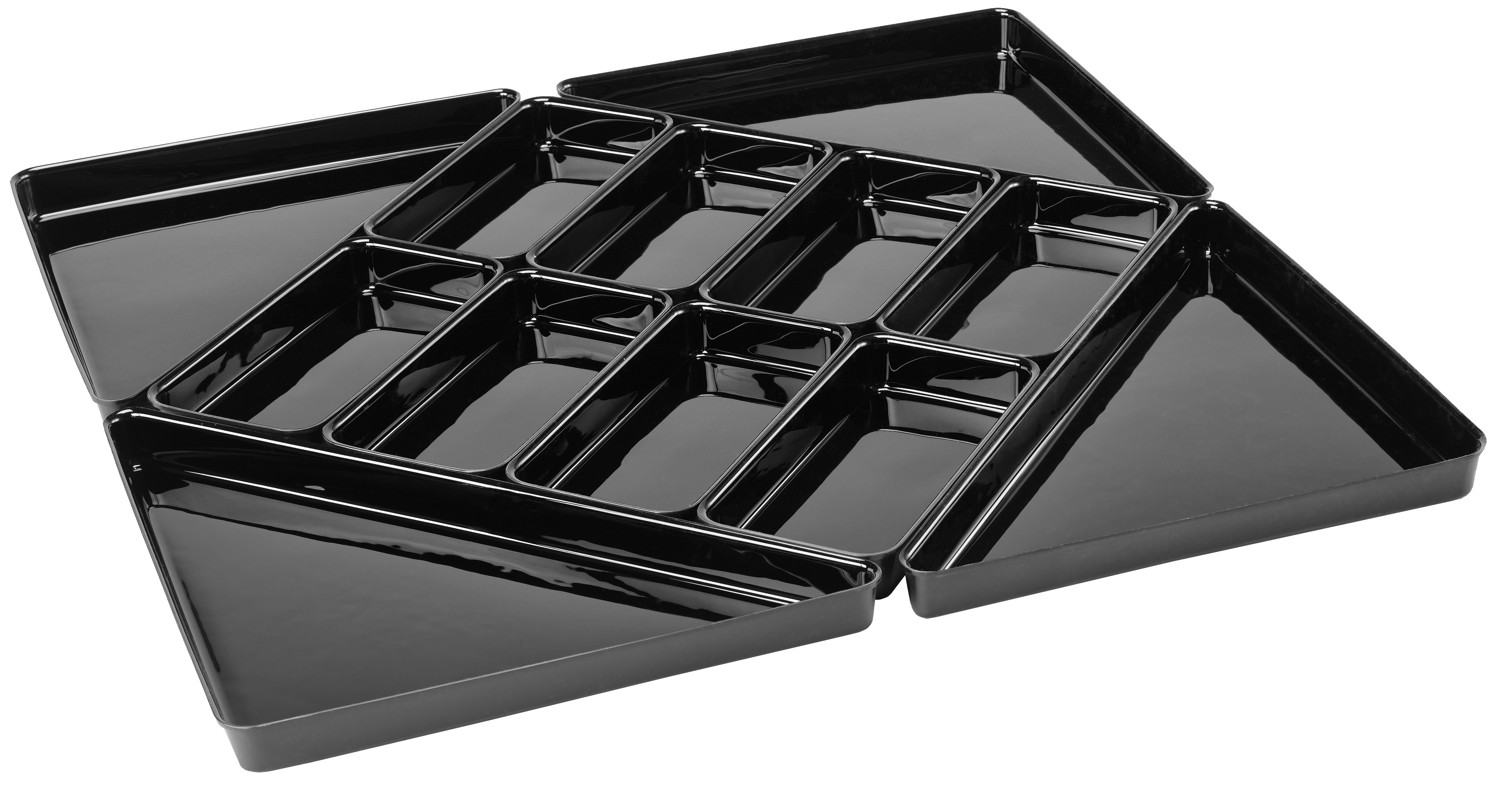 Schalen-Set "Quadro" 12-teilig 84x84 cm, aus ABS-Kunststoff schwarz, Set ca. 84x84x6 cm, mit Rand Schalen-Set "Quadro" 12-teilig 84x84 cm, aus ABS-Kunststoff schwarz, Set ca. 84x84x6 cm, mit Rand