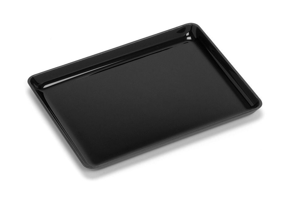 Auslageplatte Randhöhe 2 cm, Abm.: ca. 26,5 x 20 x 2 cm ohne Rand, schwarz