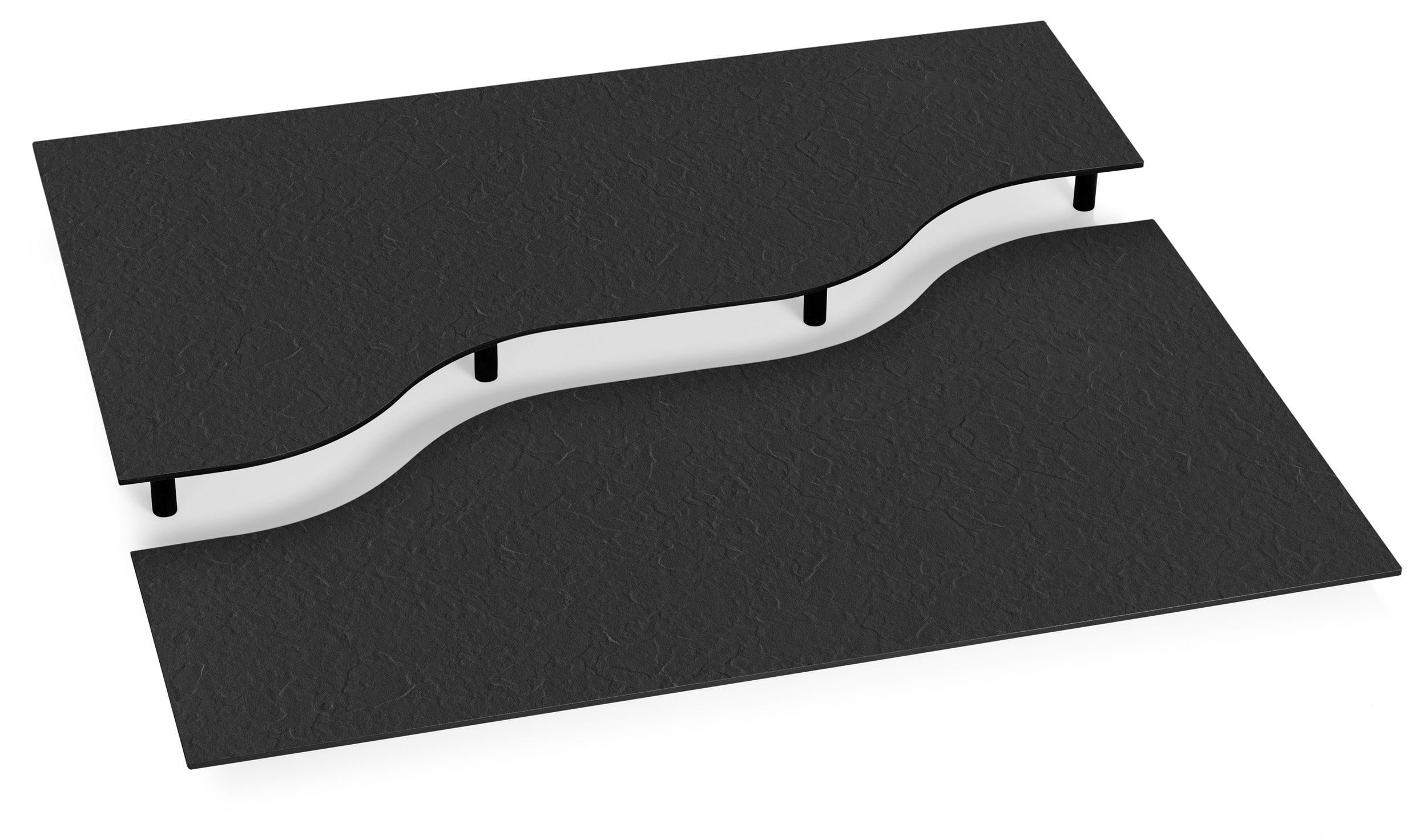 Thekenstufe "Welle" 2-teilig rechts, Abm.: ca. 280/560 x 615 x 6 mm Thekenstufe "Welle" 2-teilig rechts, Abm.: ca. 280/560 x 615 x 6 mm