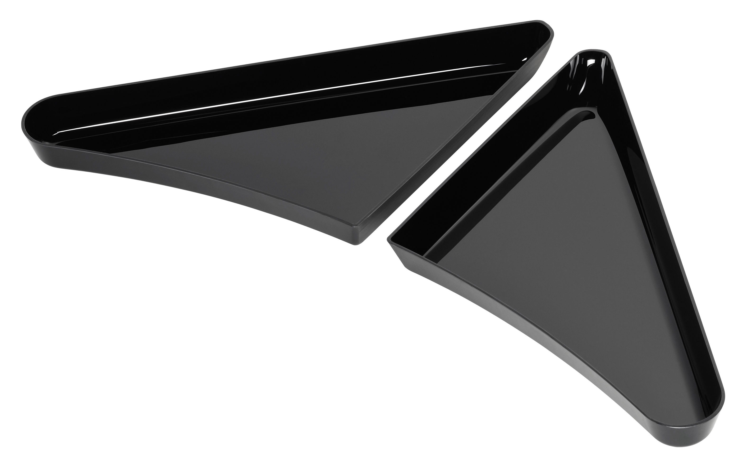 2-teiliges Eckschalen-Set, Außenbogen "Dreieck", ABS schwarz, Abm.: 53/25x4 cm, mit Rand