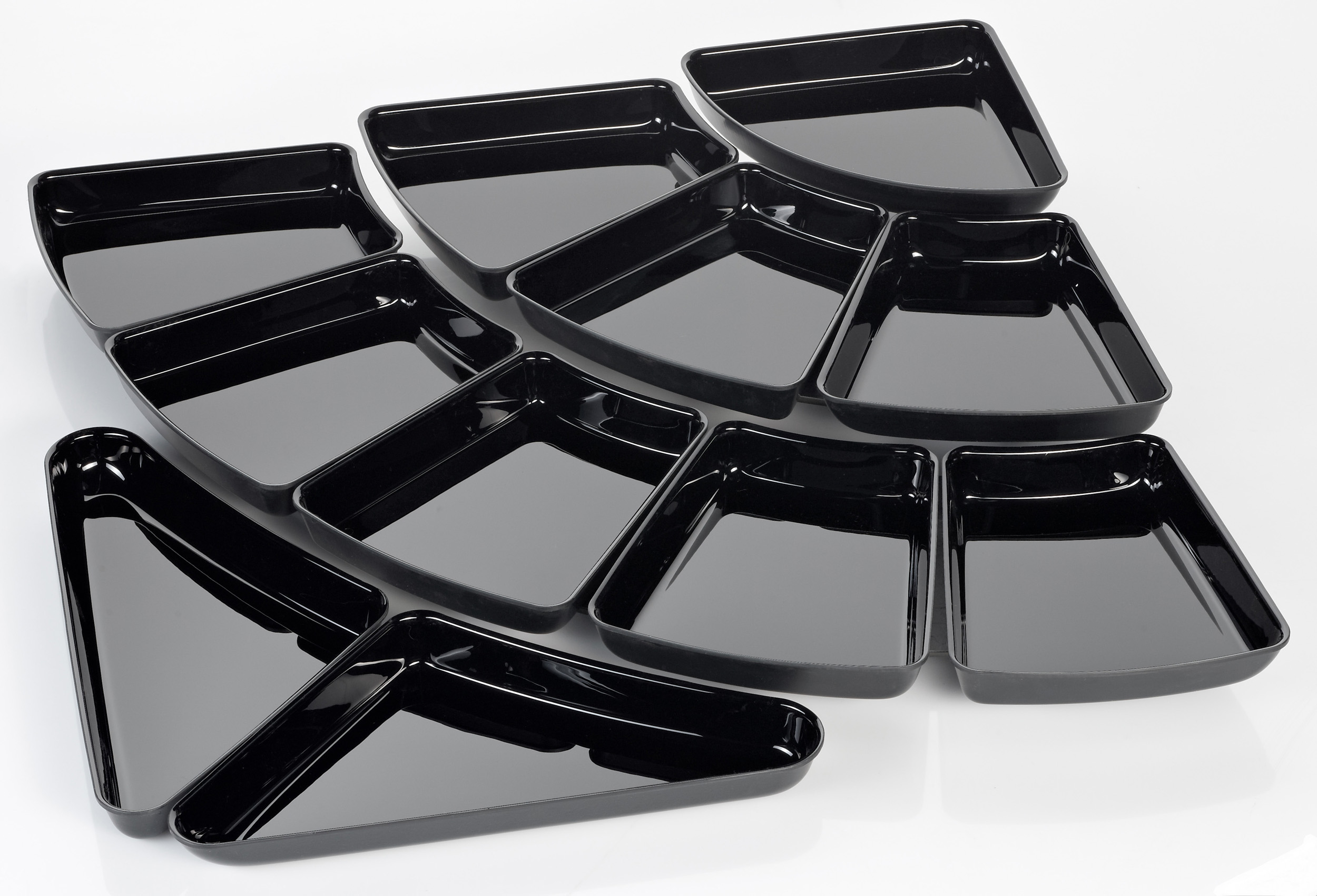 Bogen-Schalenset 1/4 Block T84, 11-teilig, ABS-Kunststoff schwarz, ca. 82x82x4 cm ohne Rand