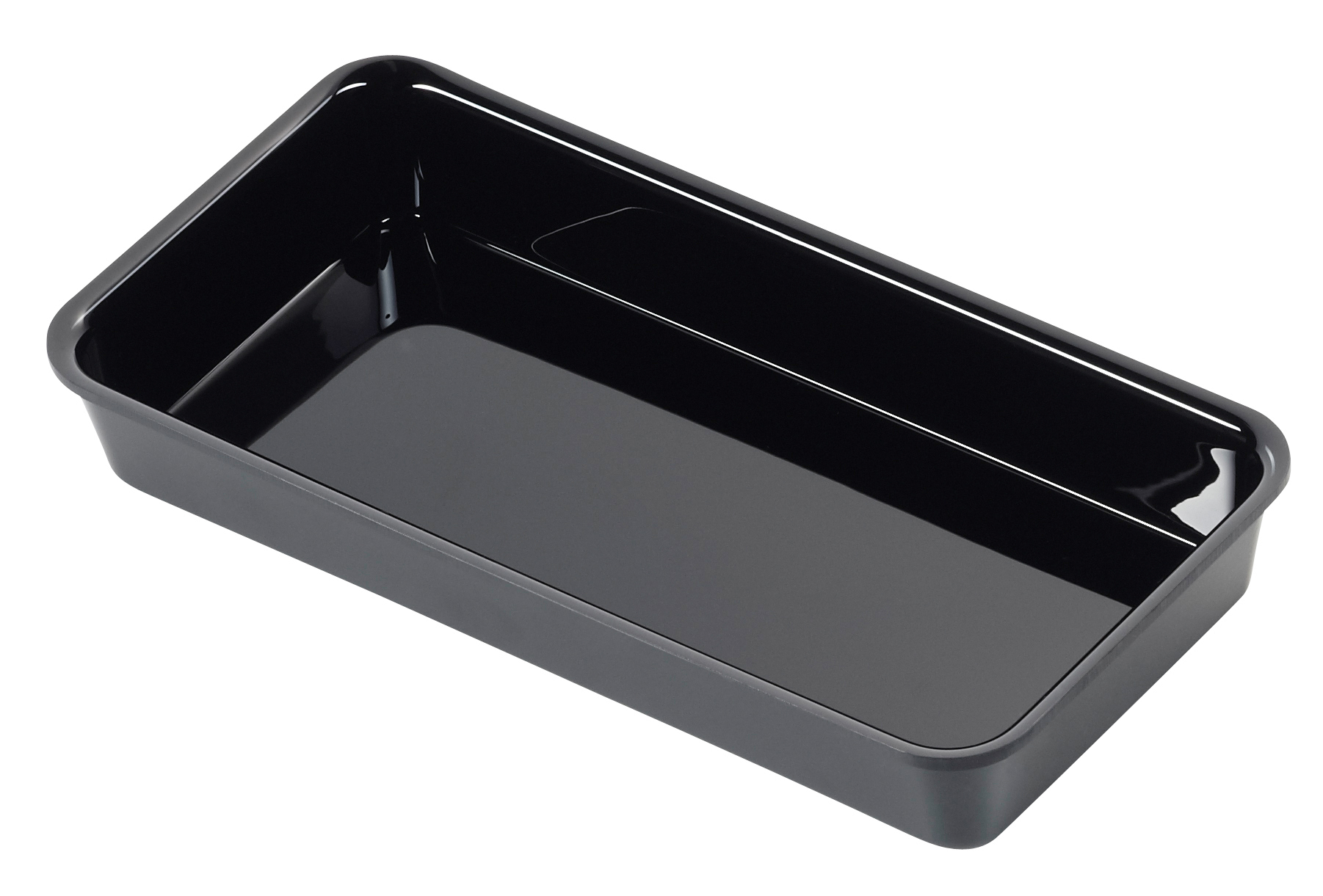 Auslageplatte ABS-schwarz, Abm.: ca.29x14,5x4 cm, mit Rand