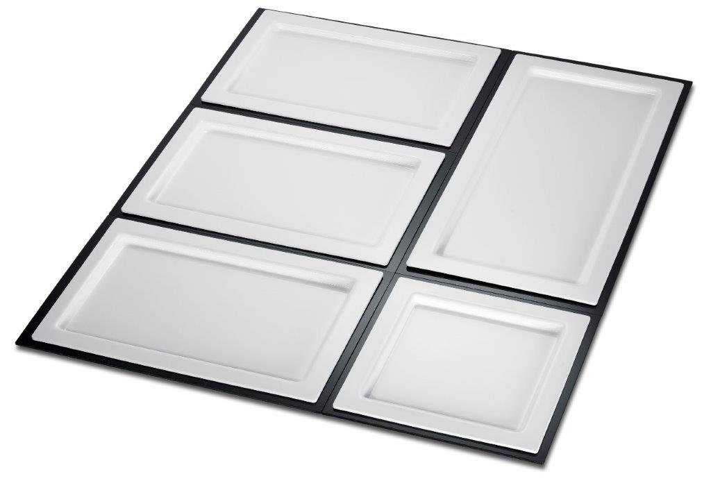 Schalensystem in schwarz und weiß